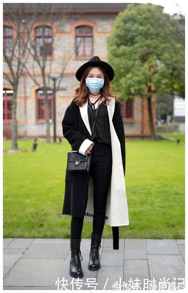 黑色系 穿大衣别再配高跟鞋了, 今年流行配靴子穿, 时尚优雅, 很有女人味