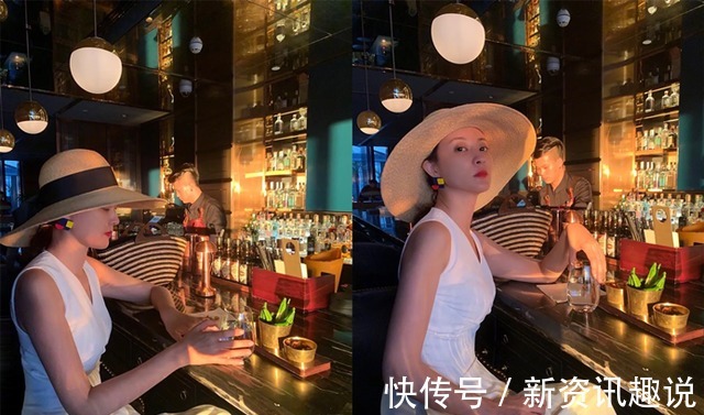 tips 央视女主持刘芳菲真有雅兴,穿白裙戴礼帽逛酒吧,侧颜红唇太惊艳!