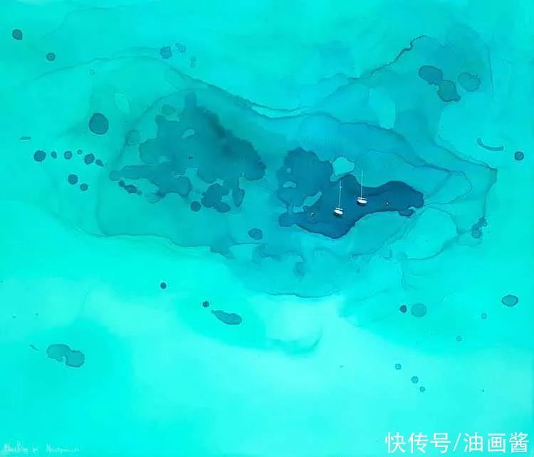 尤莉娅$她的画只有一滩稀薄的蓝色,简单到了极致,同时也美到了极致