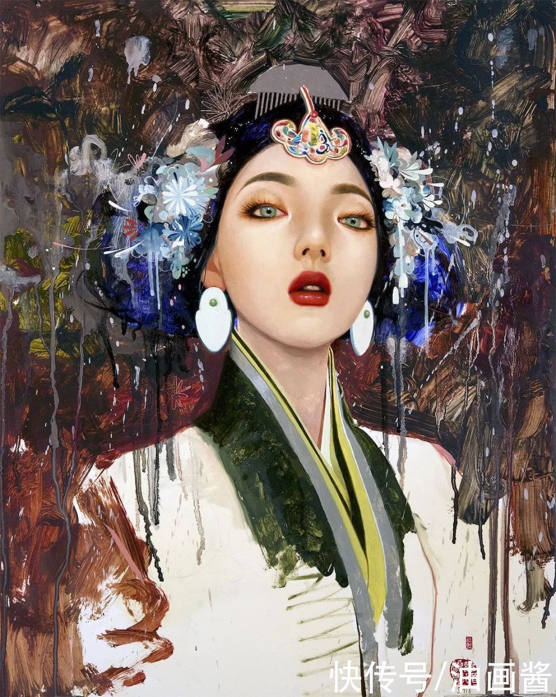 素描&韩风画家把女人画得像花一样美,看素描画,就知道是位高手
