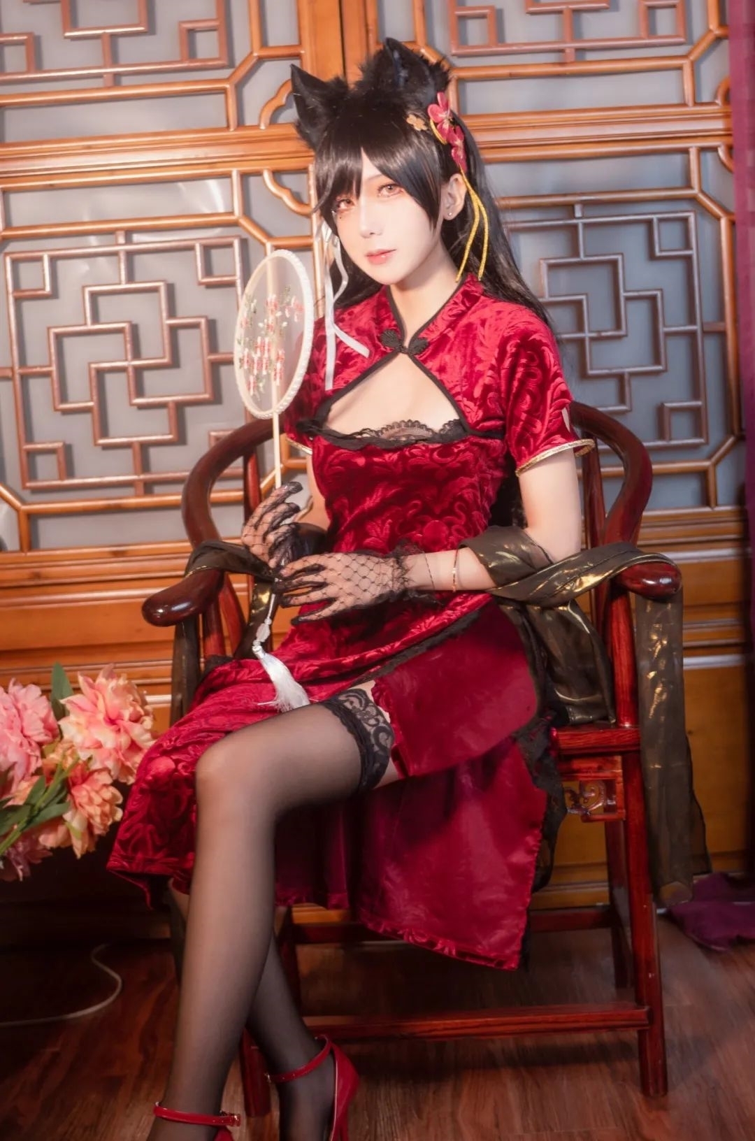 碧蓝航线|cos：碧蓝航线爱宕新春同人旗袍正片@梦梦子