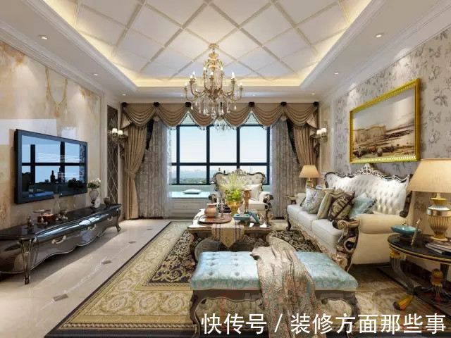 置物架|133平欧式三居室,沙发墙和背景墙一面大气一面优雅