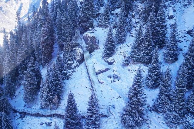 世界上最先进的索道在马牙山，投资七千八百万，风景十分壮观