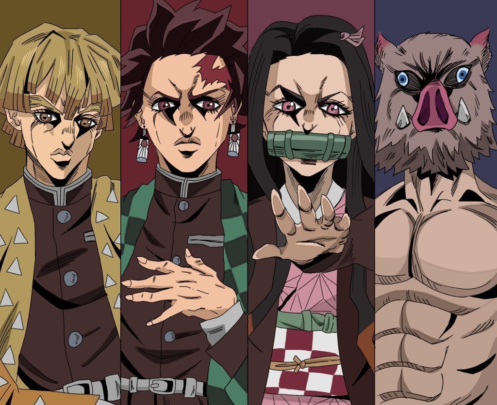 鬼灭之刃|当鬼灭之刃遇上JOJO画风,九柱全员恶人,伊之助毫无违和感