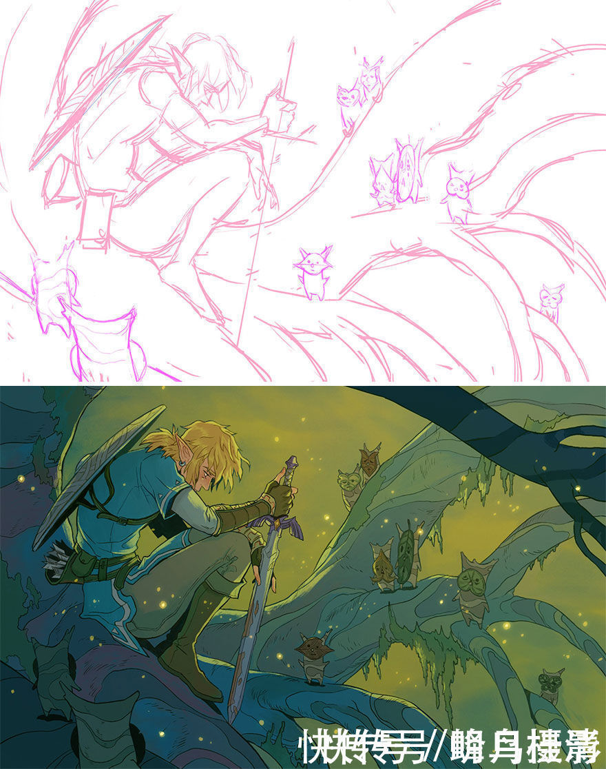 初稿|27个初稿与成品对比照,前后差距太大,网友:这是同一副画吗