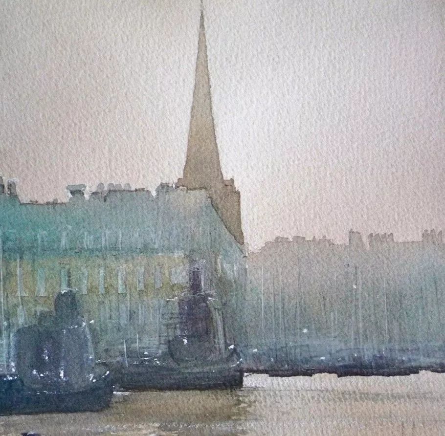 美术学院#Charles Villeneuve 的超美的城市风情水彩！