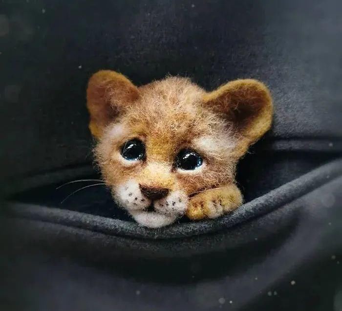 艺术家@逼真到极致的毛毡作品,毛茸茸的小动物,把心都融化了