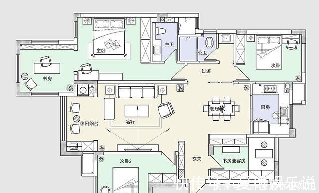 公卫|140平米现代轻奢风格，鞋柜柜体做薄荷绿，一入户就被惊艳到了！