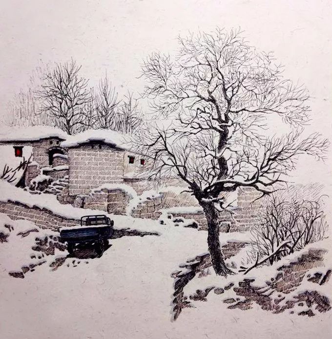 太行山@他用钢笔画出了至美的雪景