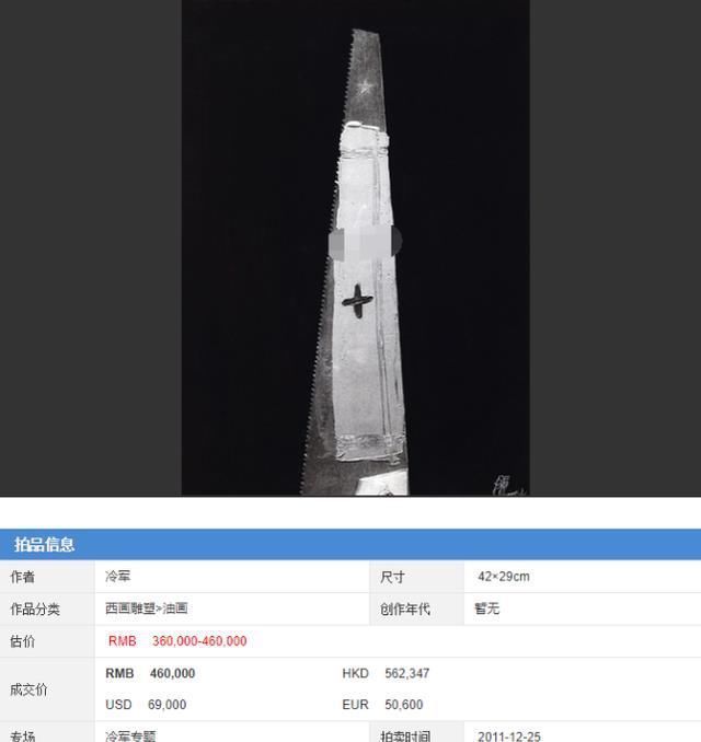 冷军画了把锯子卖50万，网友不懂，专家：放大十倍，看他刻了啥