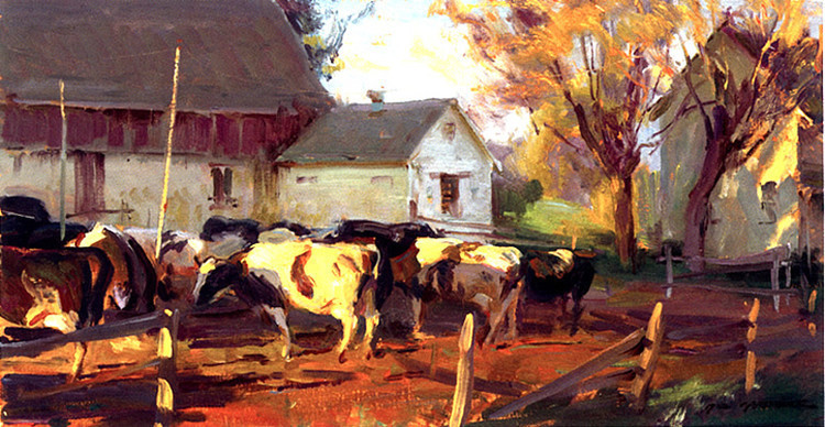 daniel&美国Daniel F.Gerhartz 牧场田园诗般的风景油画