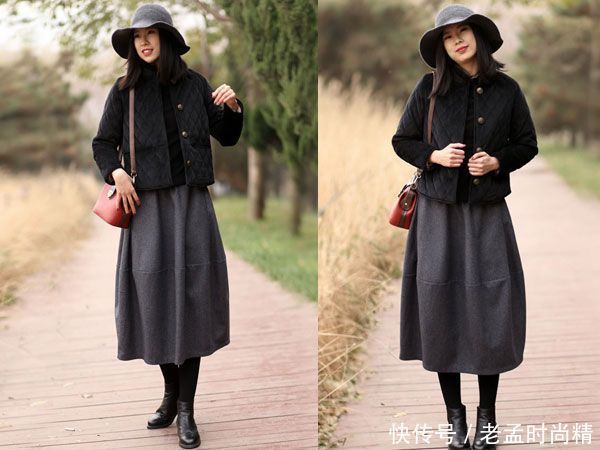 秋冬季毛呢半身裙也能很优雅哦,搭配简单的外套除了时髦还是时髦