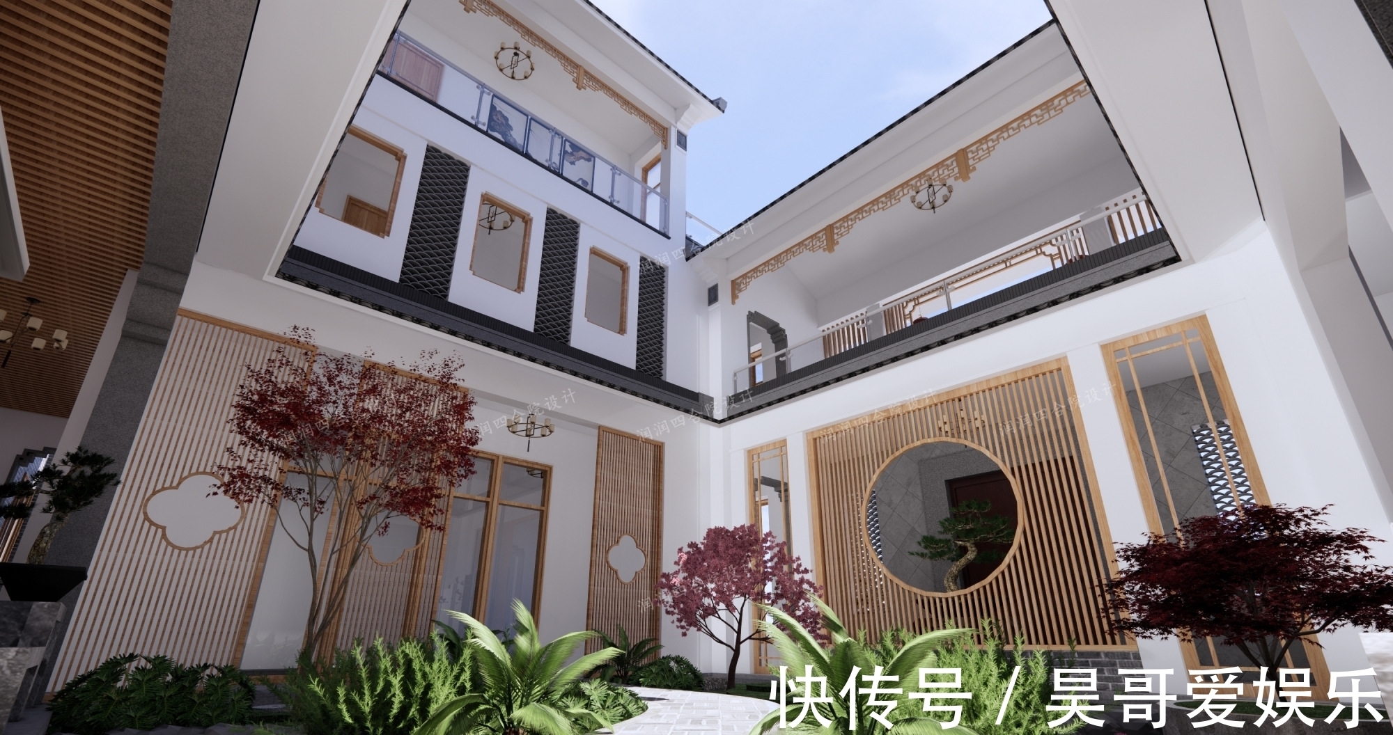 庭院|广东清远三层带地下室家族大宅现代四合院民宿28×20