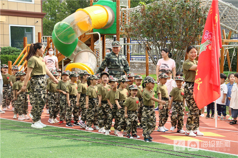 幼儿们|莱州塔埠双育幼儿园举行“迷彩萌娃 童心向军”结营仪式