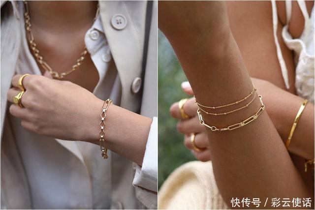 夏季金色饰品搭配小诀窍,圆环戒指、耳环、手链,一扫土豪味!