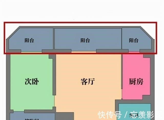 功能房|拥有改善型阳台,做三分离式布局很合理,左边晾晒,右边改功能房
