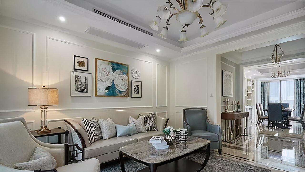 石膏板|美式风新房装修完工,入户就被玄关所迷住,整屋装修真的超大气