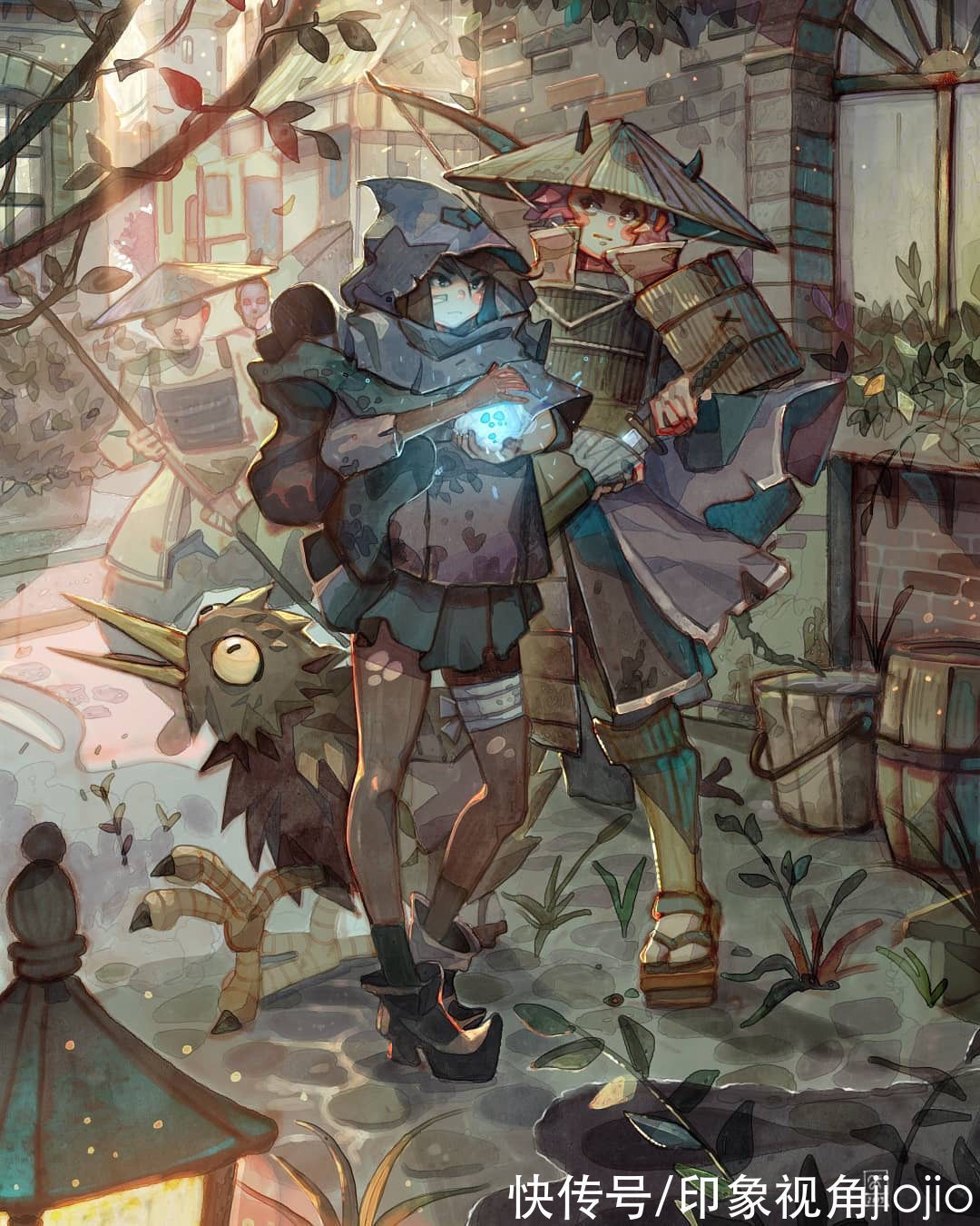 日常插画#复古风的女巫日常插画作品,猫咪灵魂陪伴设定太有爱了