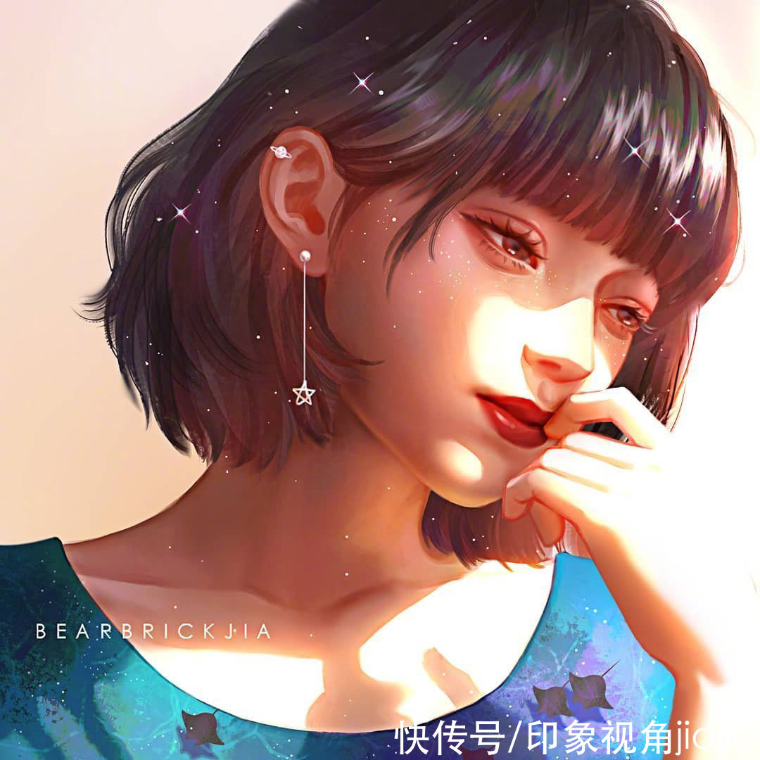 超现实主义|如星辰大海般的梦幻少女插画，高光亮眼的配色太绝了