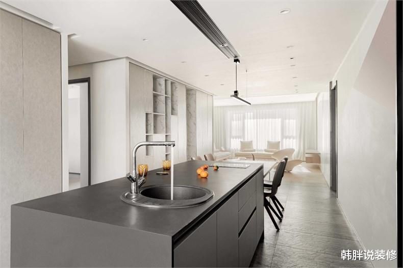 走墙|160㎡极简新房，给装修做减法，大白墙+无主灯，那叫一个高级