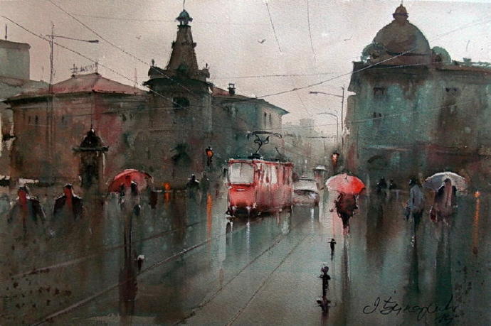水彩画!水染的建筑与街道,塞尔维亚水彩画大师Dusan Djukaric作品(一)