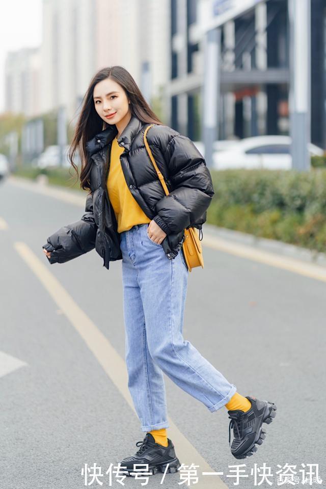 棉服 + 直筒裤,上班上学照着穿!