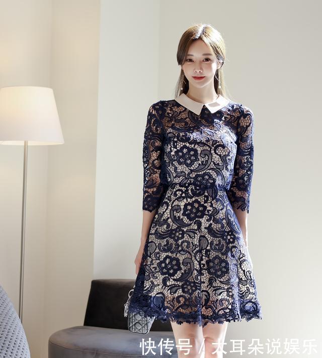 翻领|墨兰花楹翻领七分袖连衣裙,展现孙允珠秀外慧中