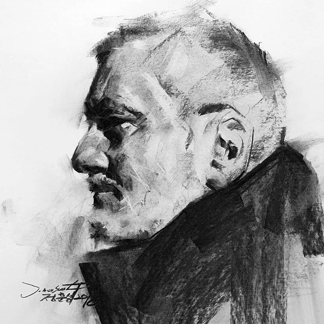 小孩童$画皮画骨难画魂,他用木炭条把肖像画活了