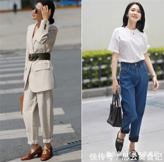 平底鞋 “烟管裤+平底鞋”,这才是适合40岁女人的穿搭,日常通勤都好看