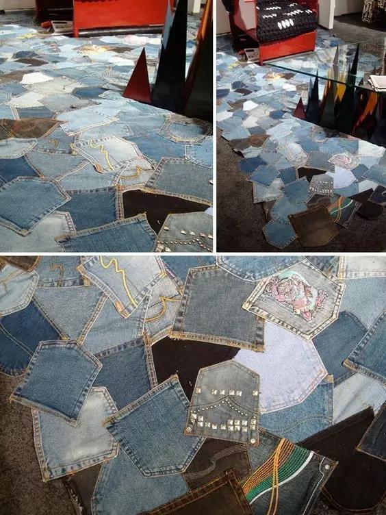 家里的旧牛仔,不用扔,巧利用改造成地毯,美观又实用!附教程