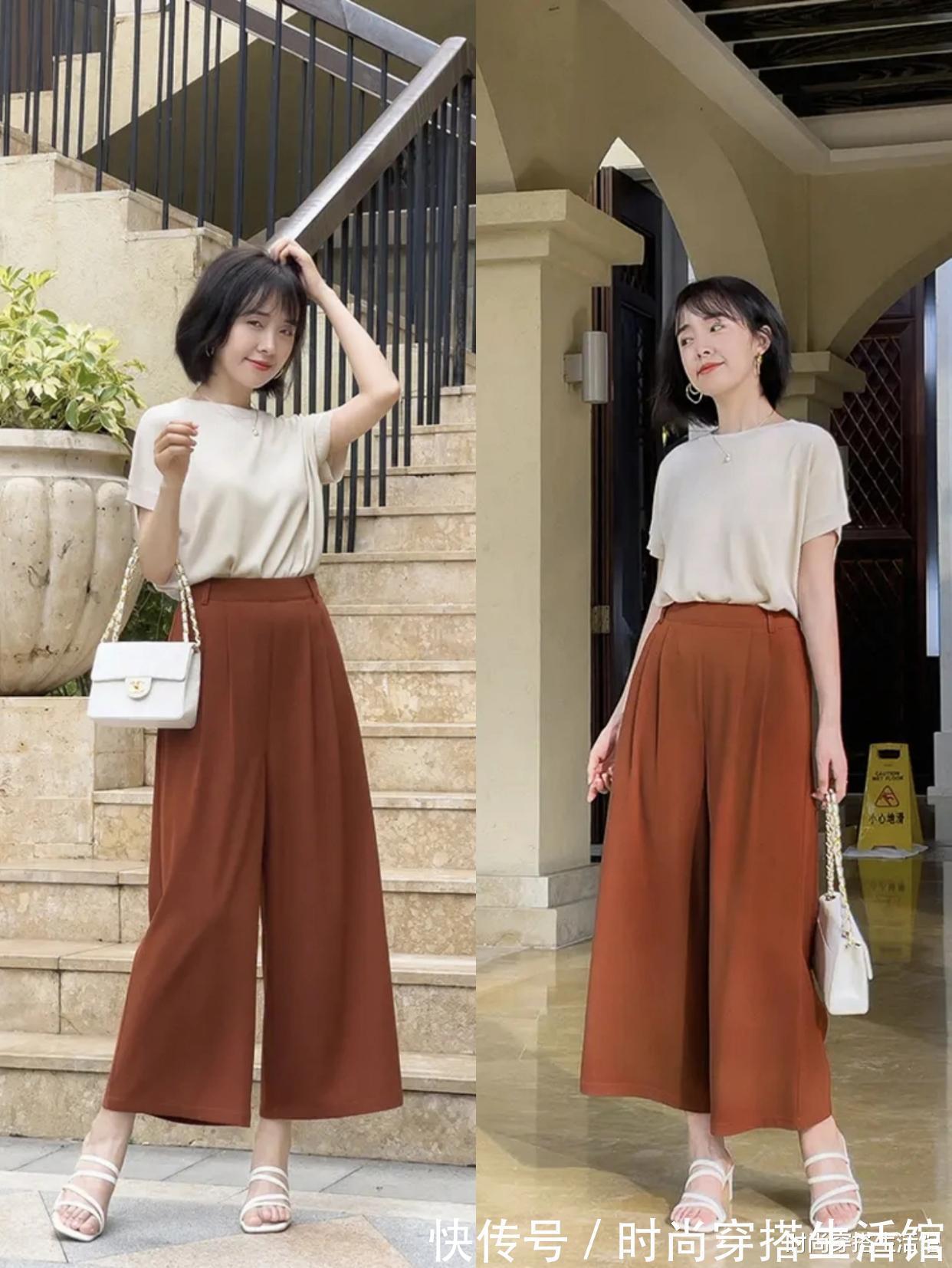 女人味|T恤下面不一定配裙子,今年流行这样穿,优雅知性,很有女人味