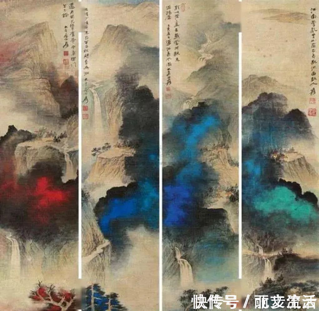 山水画@国画大师张大千，绘画作品极具特色，对后世影响颇深