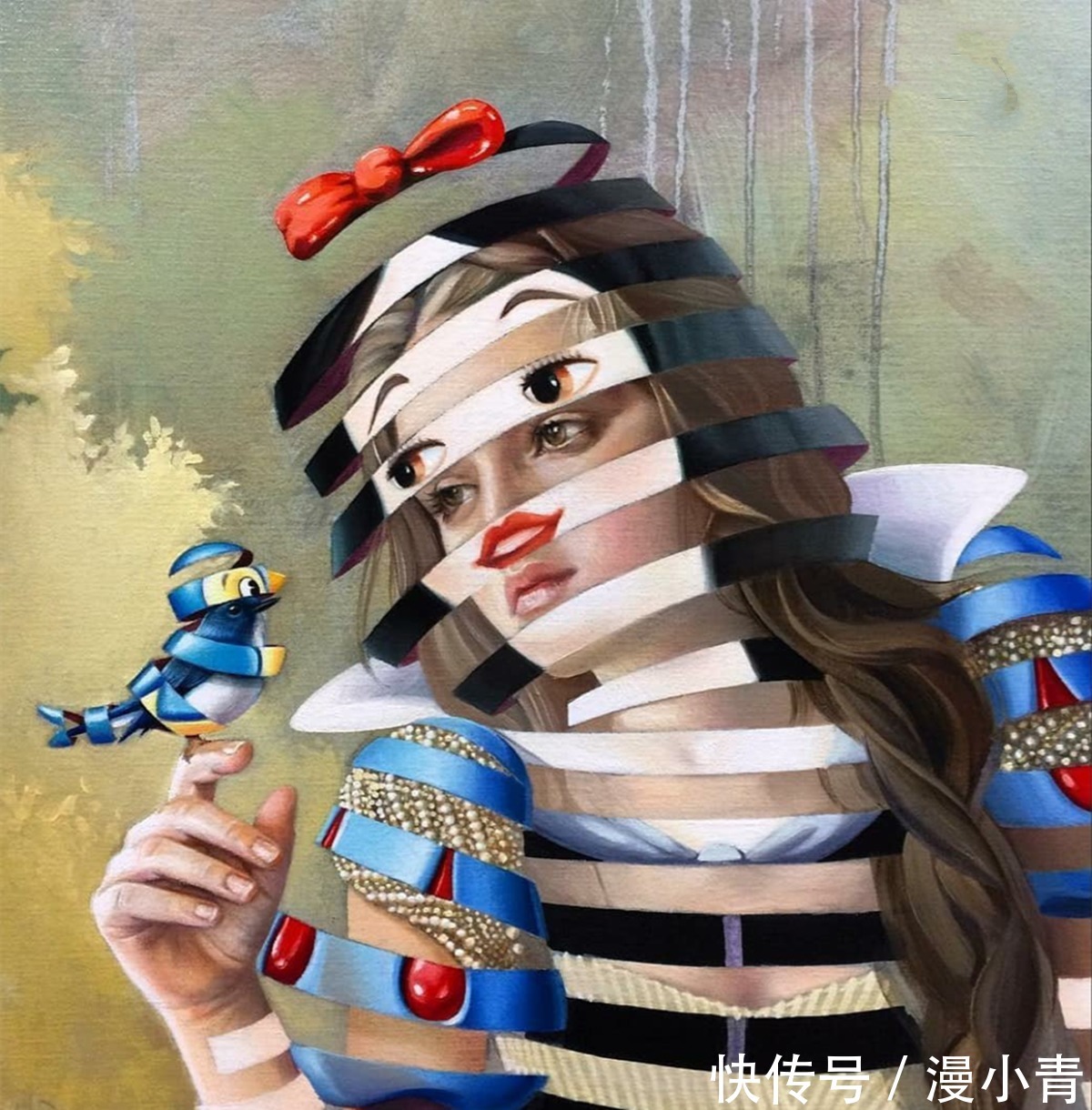 艺术#绘画的另类风格,采用真实的三次元与二次元融合,这可能就是艺术