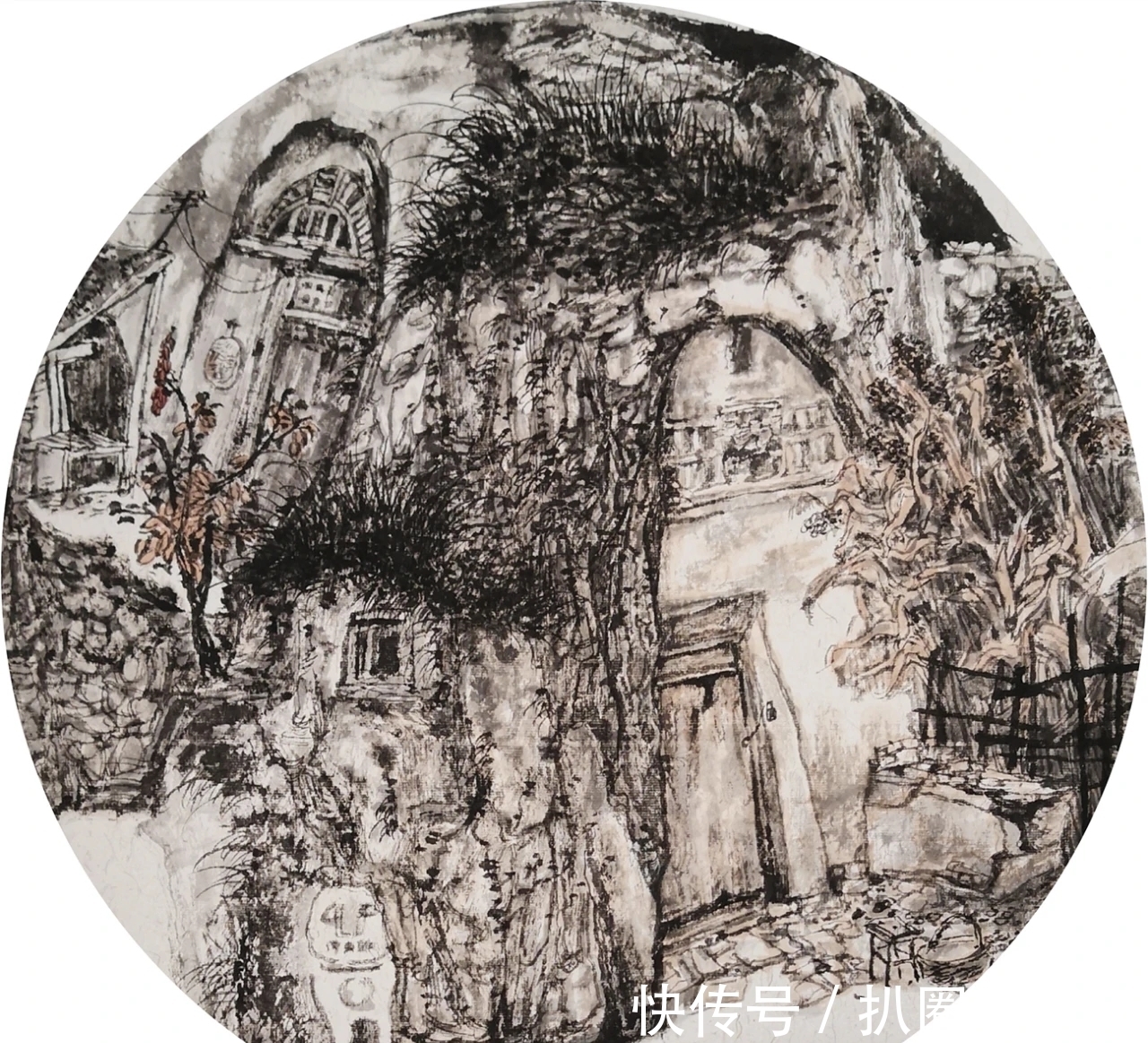 水墨$山水画|他画的水墨乡村系列,笔墨朴实无华,但有鲜活的场景感