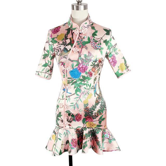 低领|优美旗袍连衣裙,时尚修身,尽显玲珑曲线之美