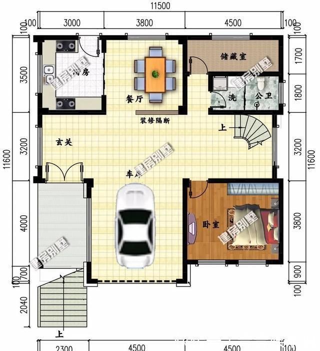 平面图|两栋带玻璃房设计的别墅，第一栋简约造价低，25万可拿下