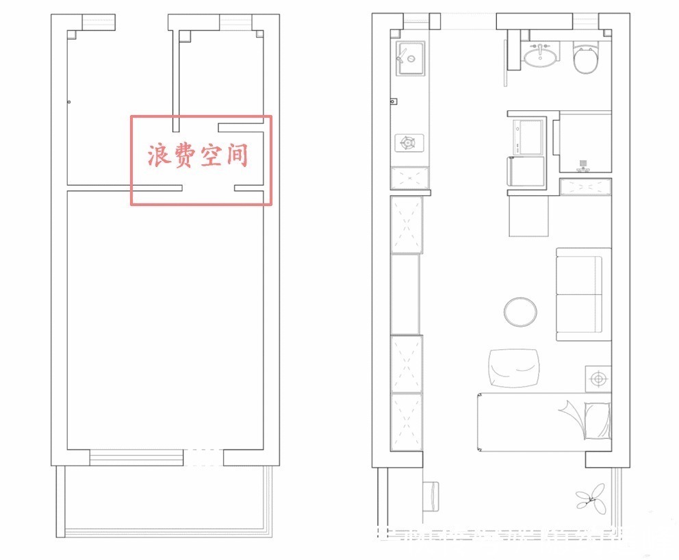 收纳|小户型要这么装,24㎡玄关秒变厨房和洗衣房,收纳翻倍方便实用!