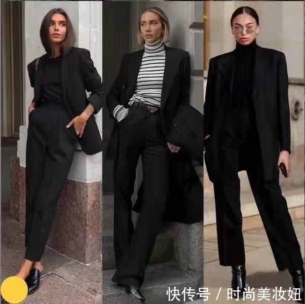 街拍|全黑穿搭永不过时,4种搭配打造高级范,时髦与气质并存