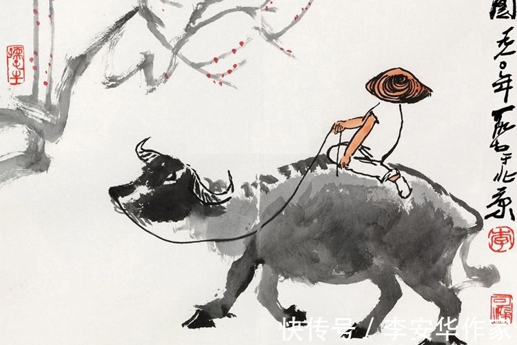 画牛图#李可染画牛图欣赏:《童子牧牛图》——骑牛走天涯,可甜亦可盐