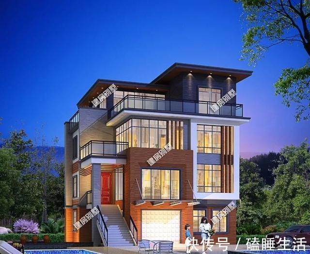 玻璃|两栋带玻璃房设计的别墅,第一栋简约造价低,25万可拿下