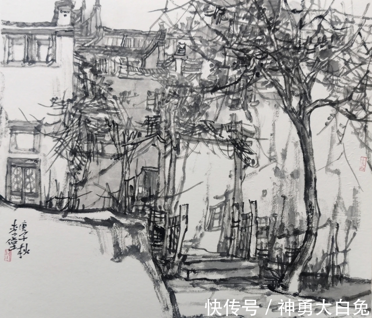 山水画$辛丑写生|甘肃画院李伟水墨山水画