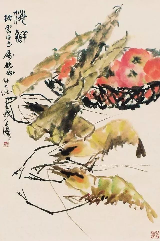 华新罗&张大壮：人淡如菊，以“没骨法”画虾，自创一格