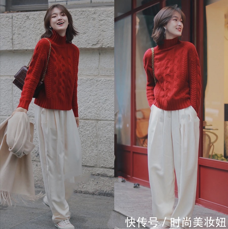 通身 “针织衫+阔腿裤”更有气质,借鉴这4种穿搭术,穿出高级时尚感