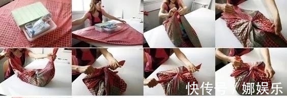 一块布打两个结,变身大容量高颜值收纳包,几十种折法好强大