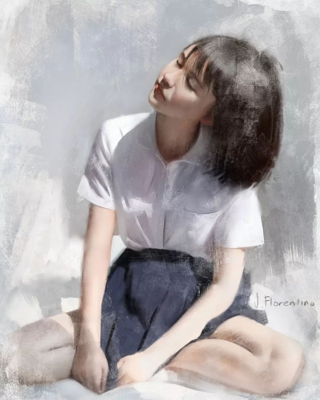 暗部$这三位艺术家的画中女子,楚楚动人,美若天仙