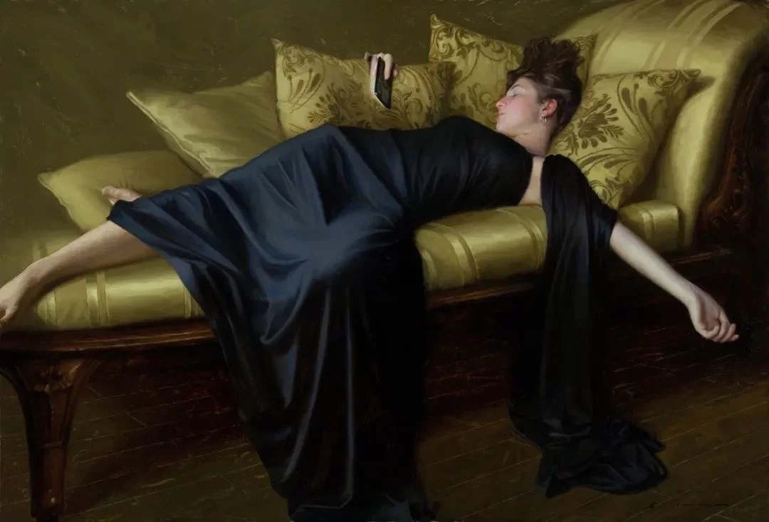 油画#每一幅肖像油画中,凯西·查尔兹都努力捕捉到人类形态的美