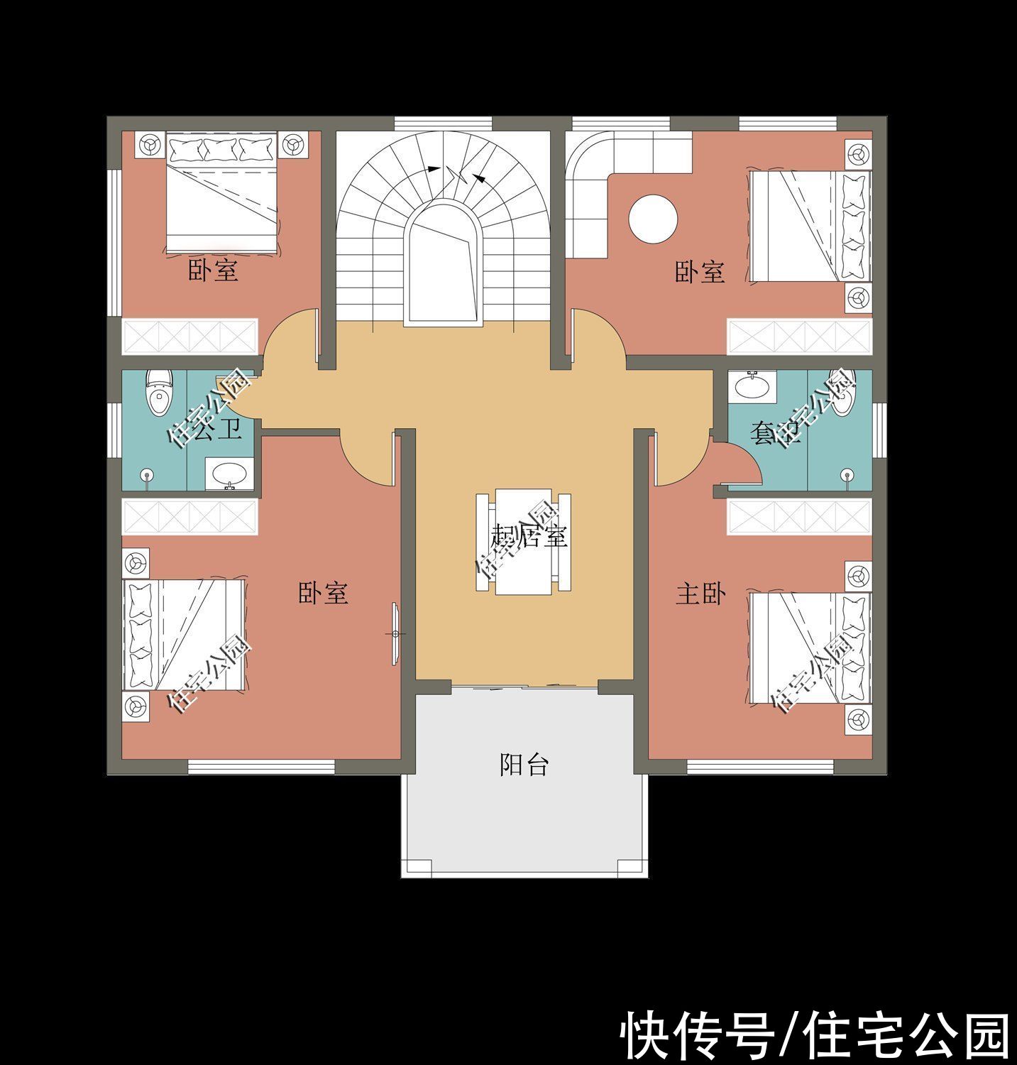 十里八村|农村盖房做个旋转楼梯，十里八村都羡慕，12×12米三层别墅分享