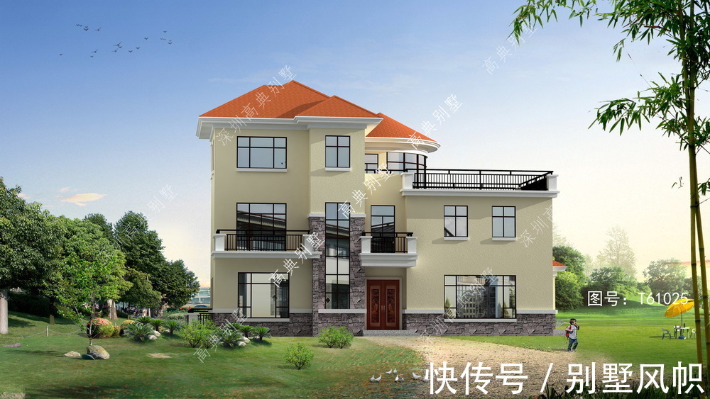 风格|三层农村别墅,整体采用欧式风格,家乡建栋充满羡慕的眼光看你。