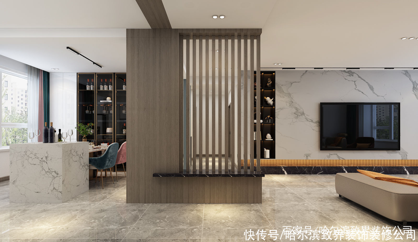 线条|爱达九溪112㎡3室简洁加上线条和金属增加奢华的味道和质感