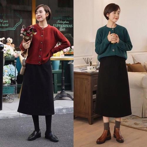 半身裙 温婉贤淑的成熟女人穿搭!毛衣+裙子,讲求的是舒适自然